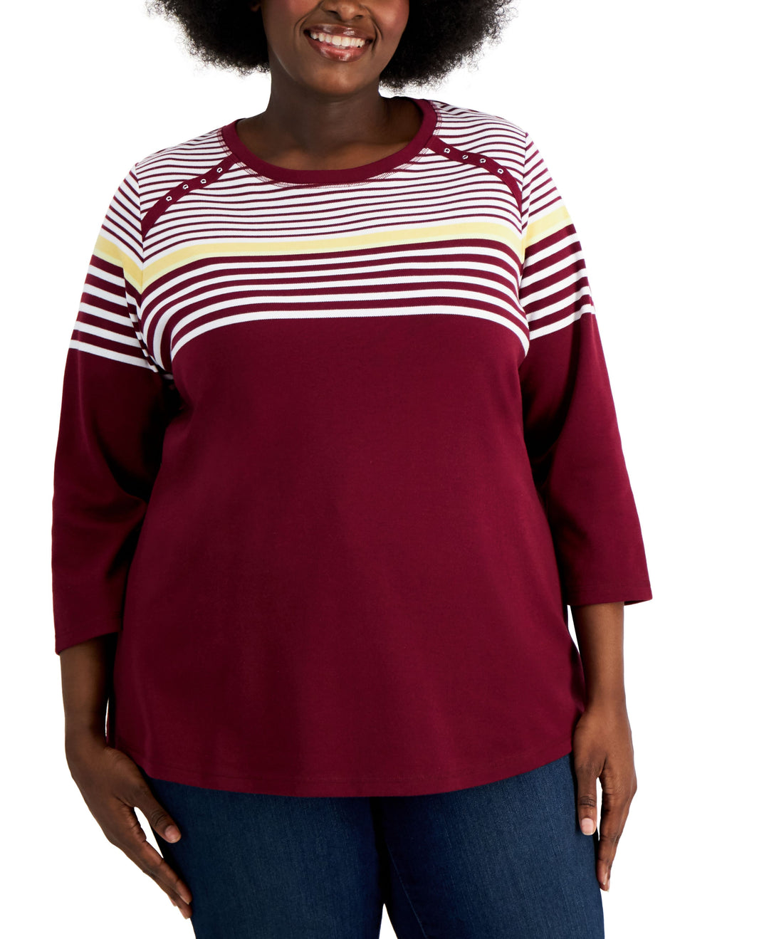 Karen Scott Plus Size Lady Striped Top