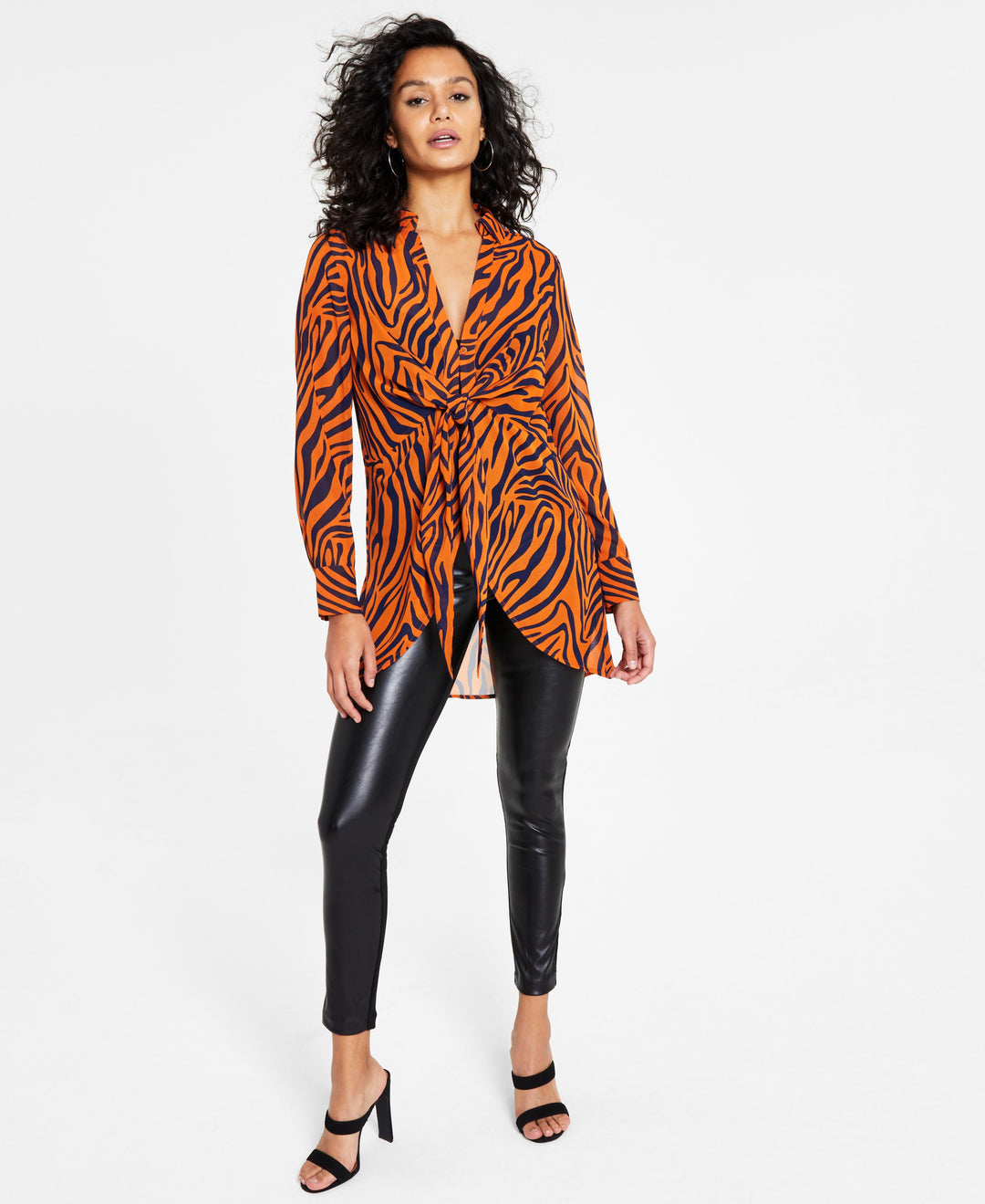 Women's Printed Tie-Front Top
