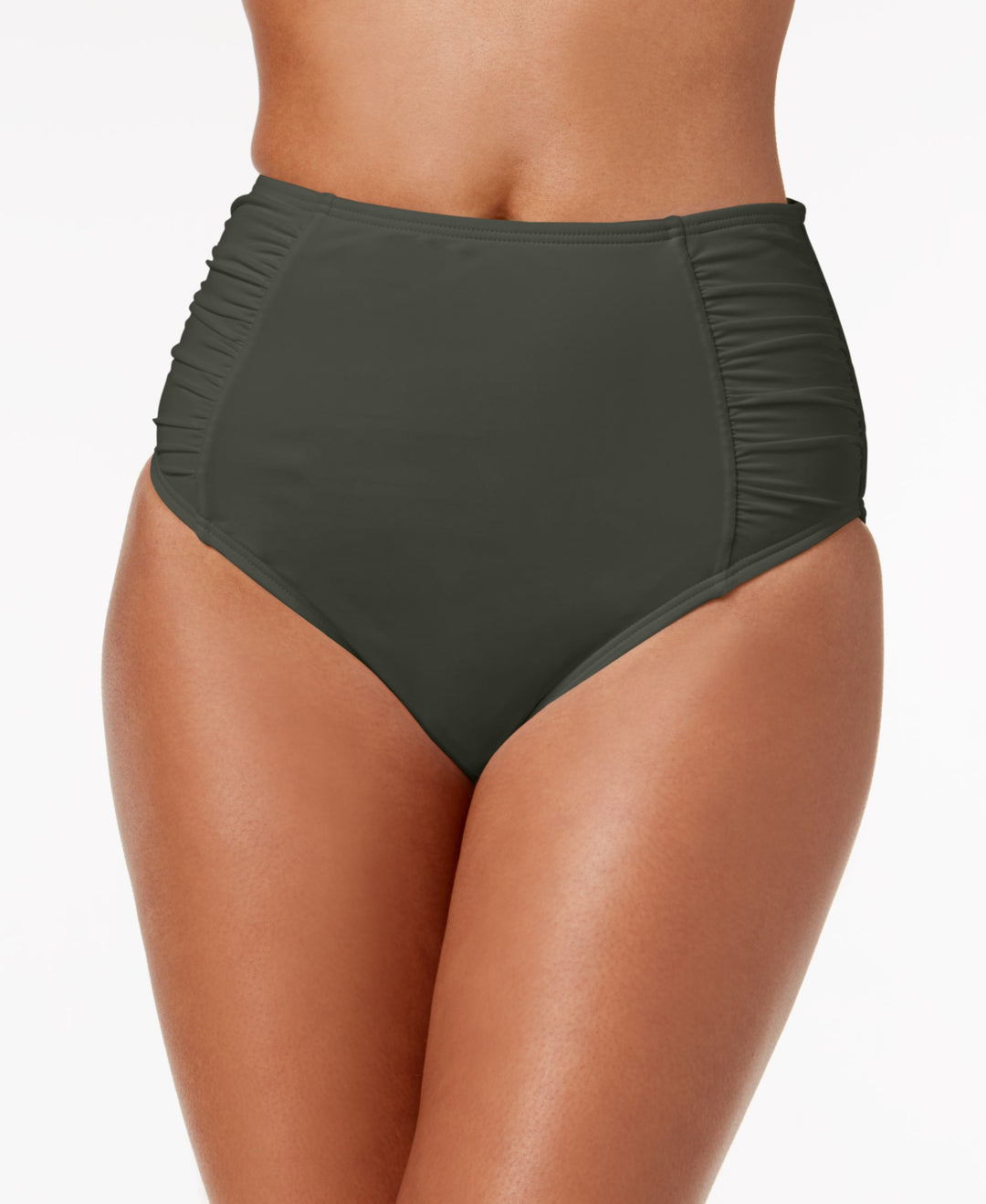 Shirred High-Rise Bikini Bottoms