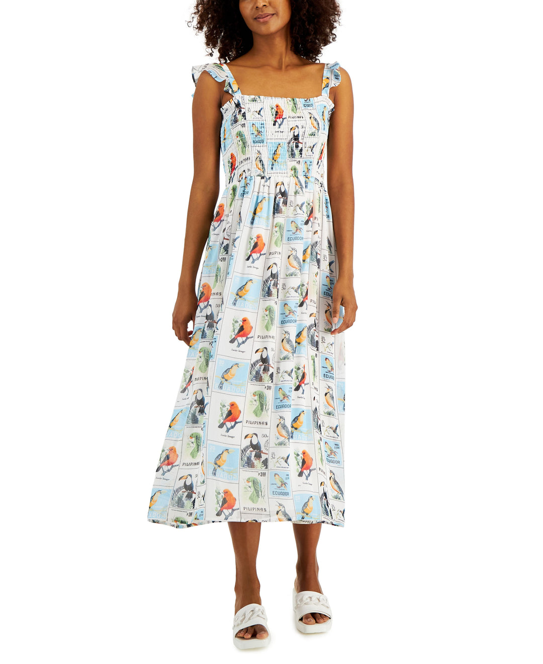 INC International Concepts Womens Smocked Bodice Midi Dress