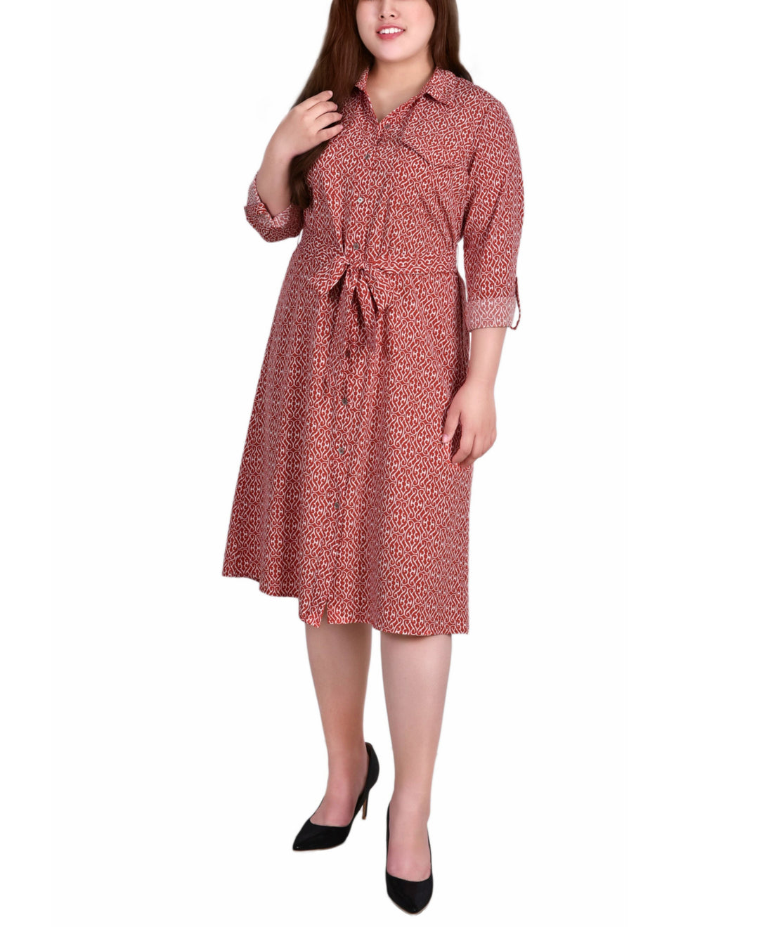 Plus Size Printed Shirt Dress