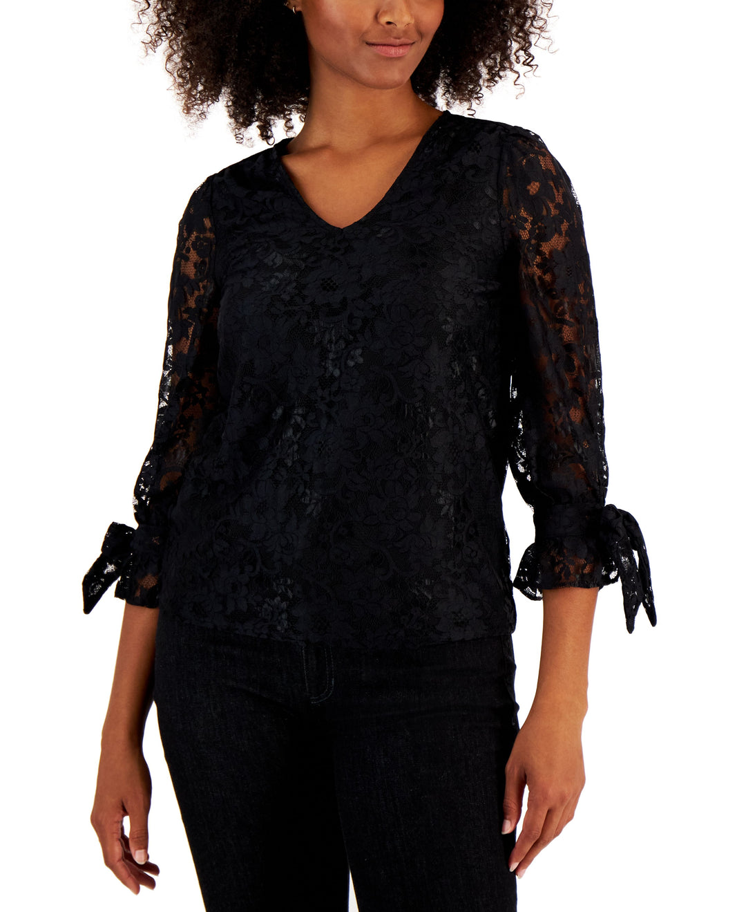 Charter Club Womens Lace Overlay Top