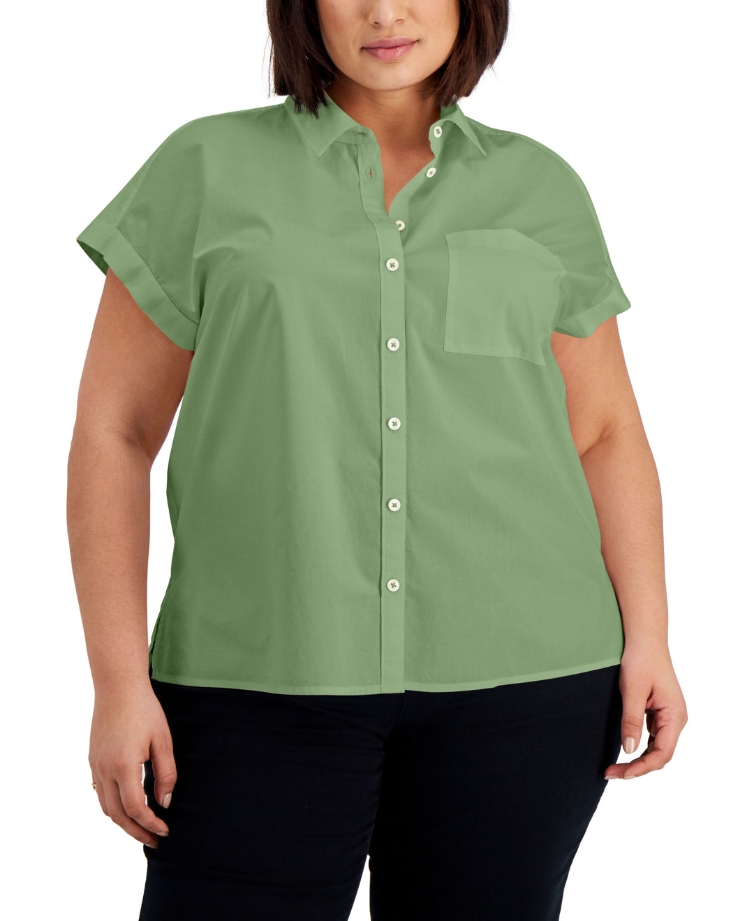 Style & Co Plus Size Cotton Camp Shirt