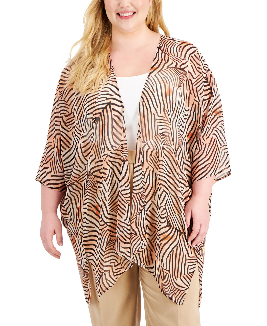 Anne Klein Plus Size Chiffon Oversized Sheer Cardigan