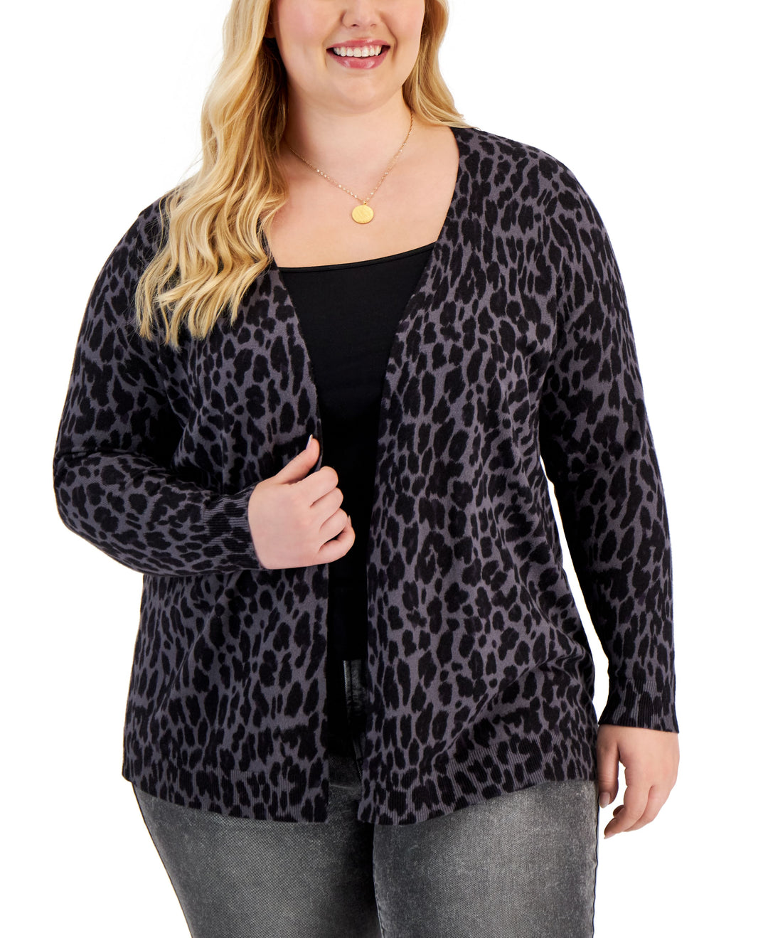 Style & Co Plus Size Animal Print Cardigan