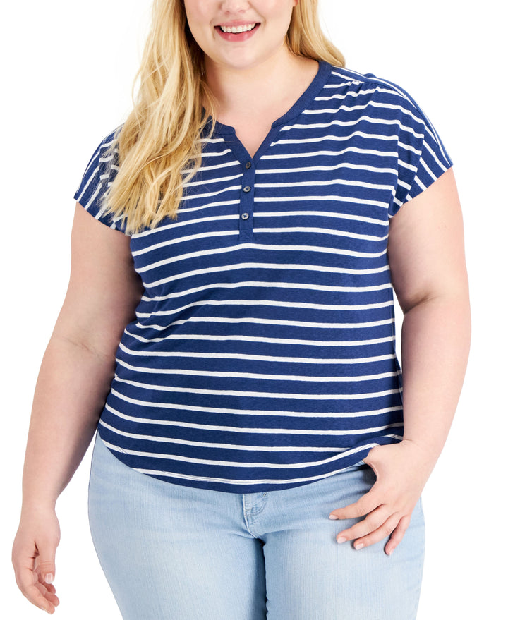 Style & Co Plus Size Split Neck Top