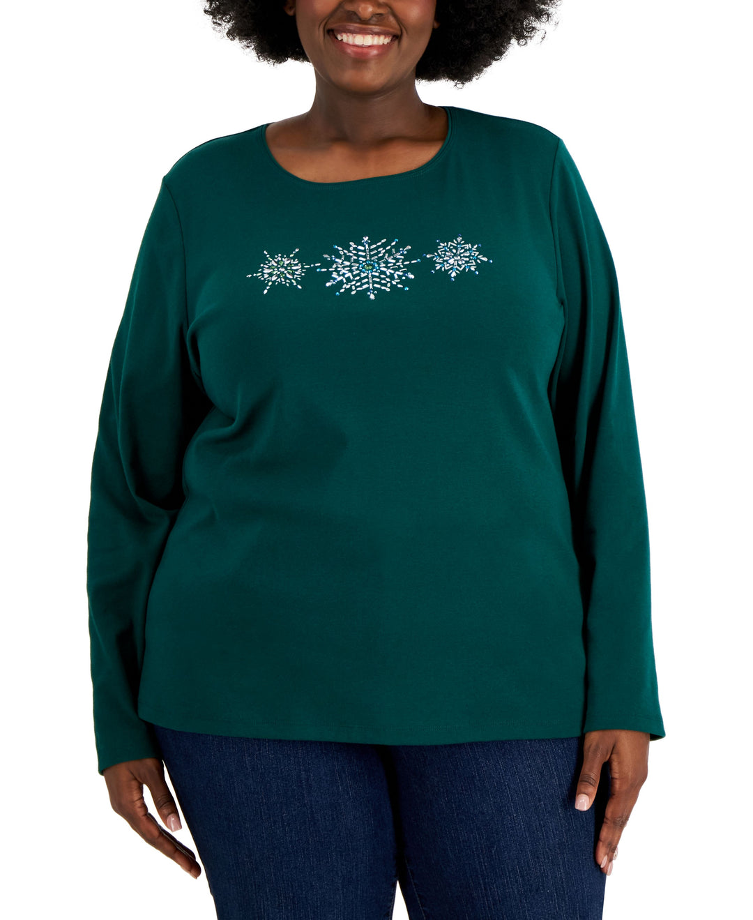 Plus Size Embellished Snowflake Top