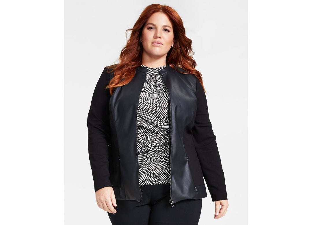 Alfani Plus Size Mixed Media Jacket