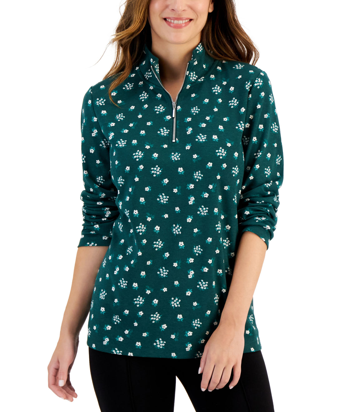 Women's Diana Daisy Printed Quarter-Zip Top