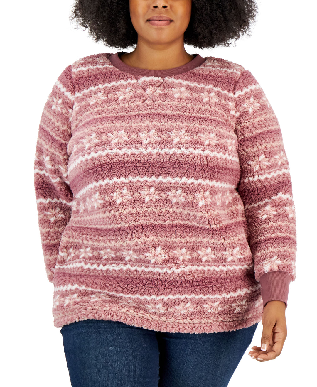 Style & Co Plus Size Fair Isle Sherpa Tunic