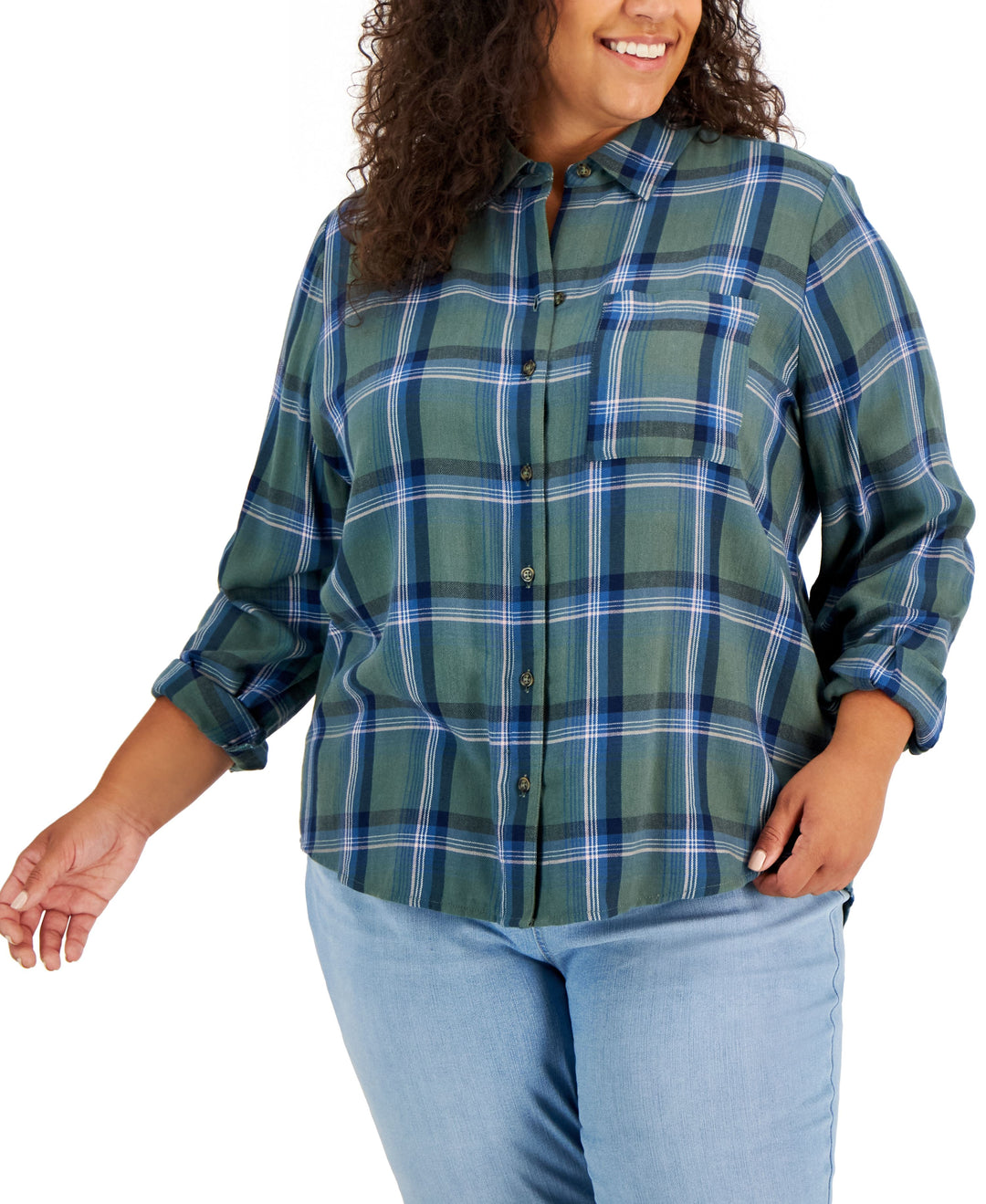 Style & Co Plus Size Plaid Perfect Shirt