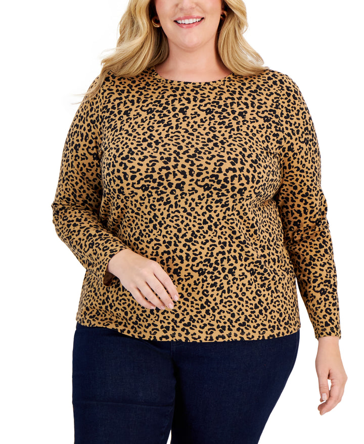 Style & Co Plus Size Printed Long Sleeve T-Shirt