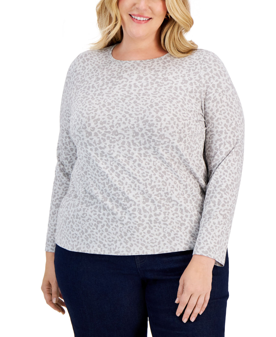 Style & Co Plus Size Printed Long Sleeve T-Shirt