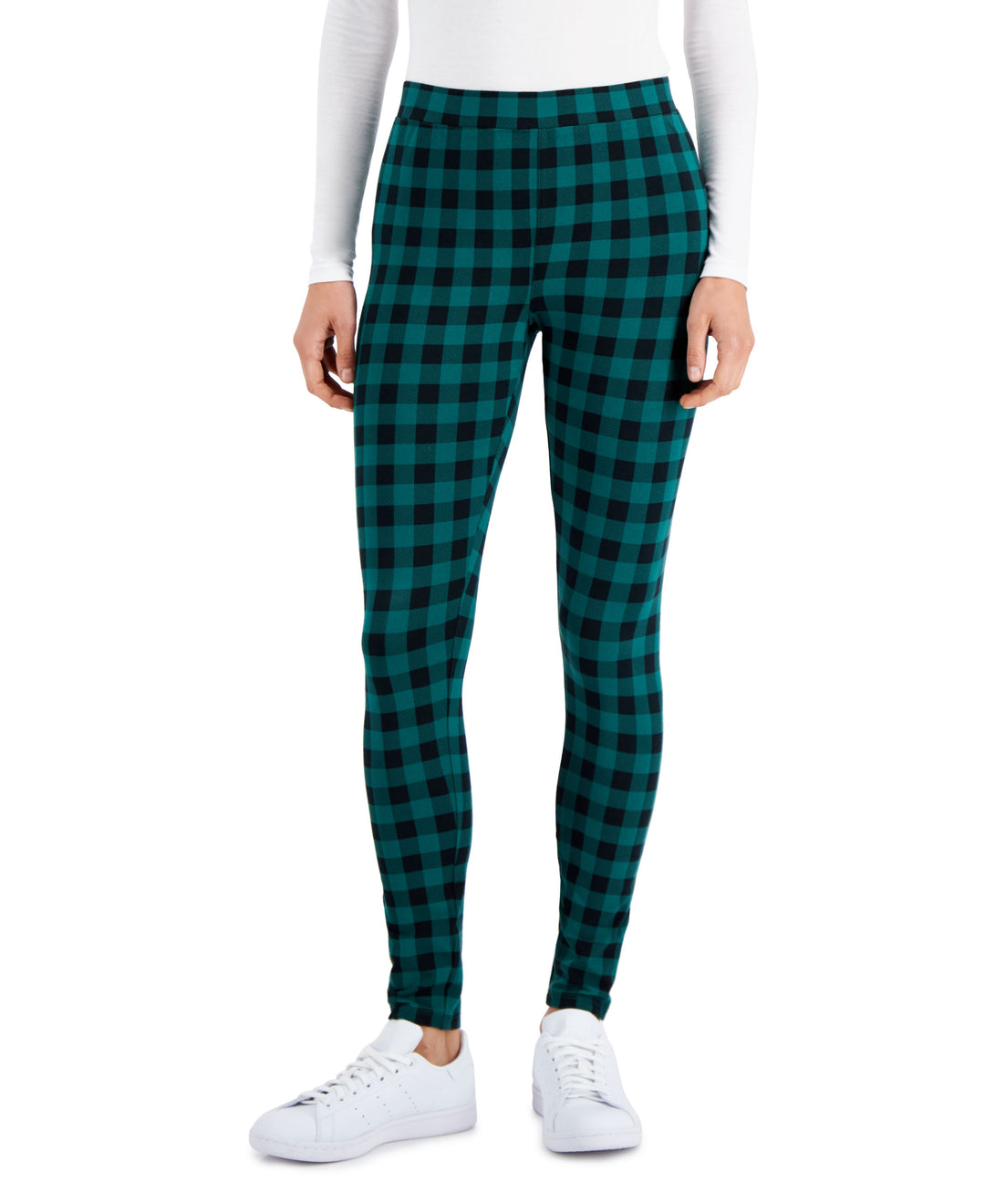 Style & Co Womens Plaid Mid Rise Leggings