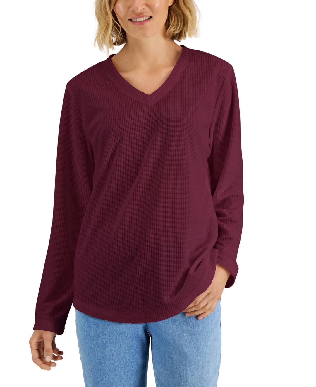 Women's Textured Microfleece V-Neck Top
