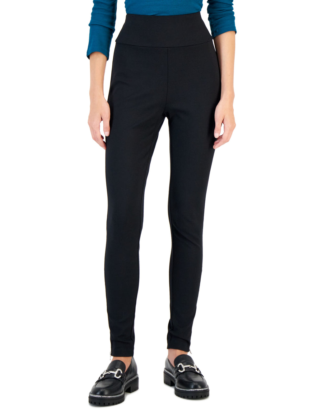 Women's Zipper-Hem Pont?-Knit Skinny Pants