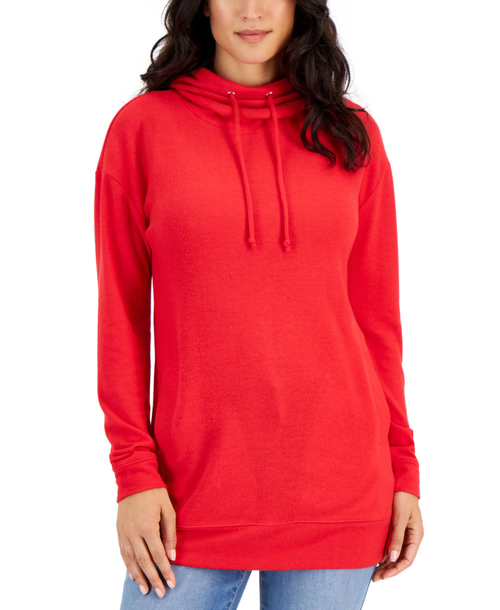 Style & Co Womens Drawstring Cowl Neck Knit Tunic