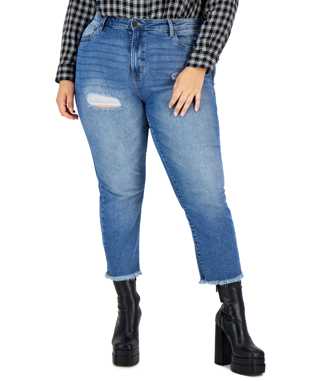 Trendy Plus Size High-Rise Straight-Leg Ankle Jeans