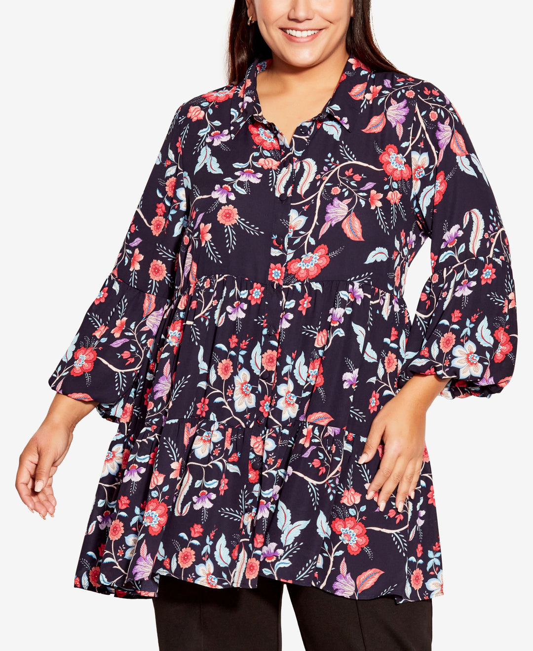 Plus Size Enchant Print Tunic Top