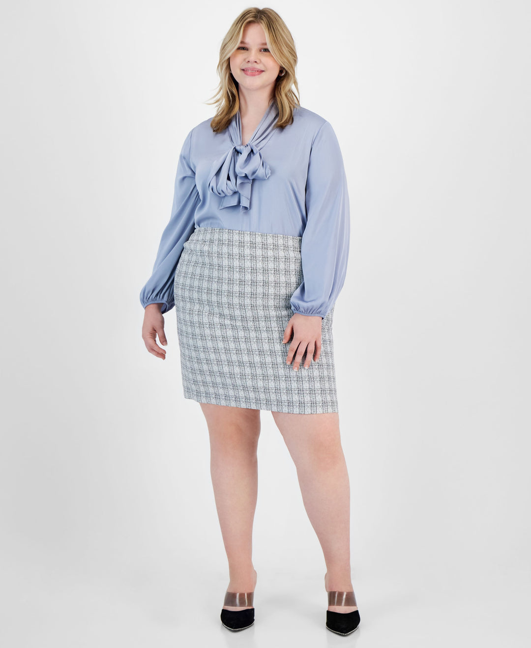 Plus Size Tweed Pencil Skirt