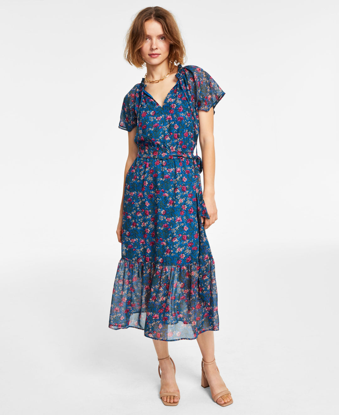 INC International Concepts Womens Flutter-Sleeve Midi Dress