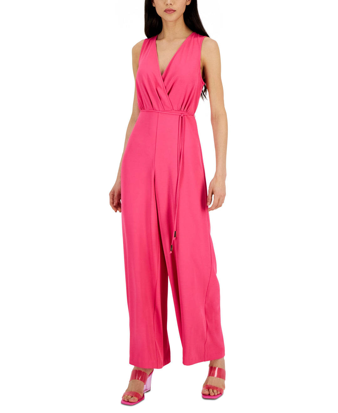Inc International Concepts Womens Surplice-Neck Tie-Waist Jumpsuit