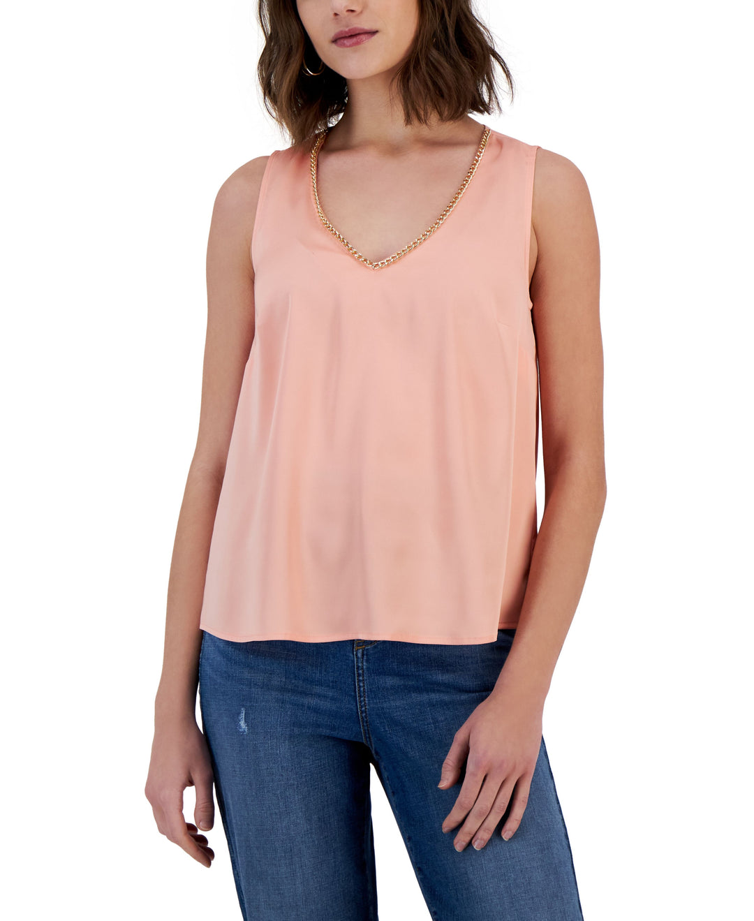 Women's Chain-Trim V-Neck Tank Top