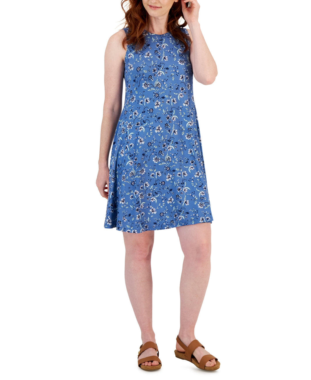 Petite Sleeveless Floral Flip-Flop Dress