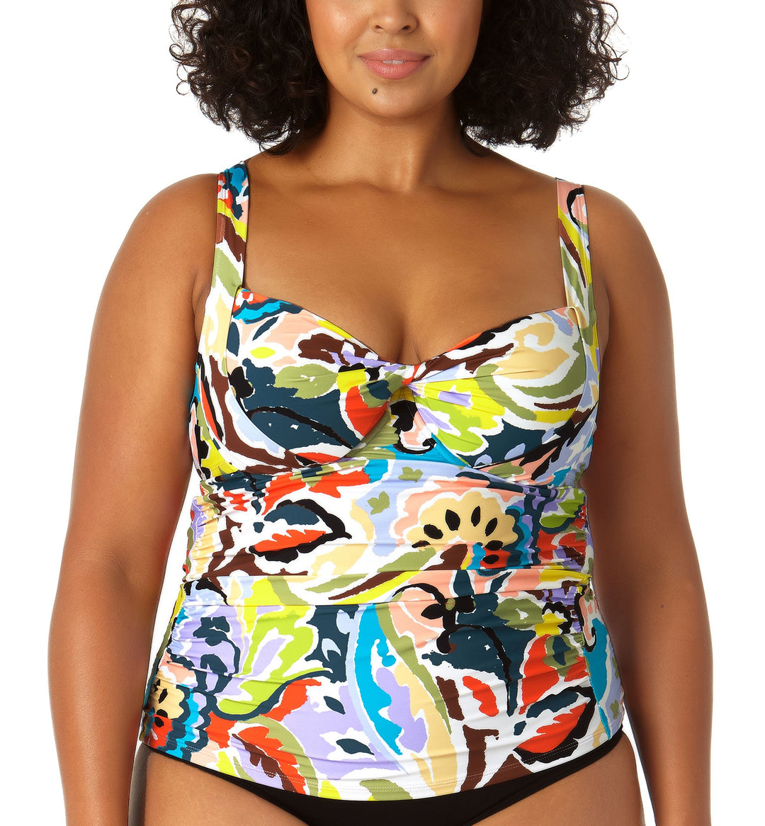 Plus Size Twisted Printed Tankini Top