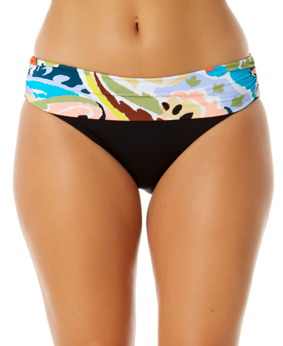 Women's Fold-Over Printed-Waistband Bikini Bottoms