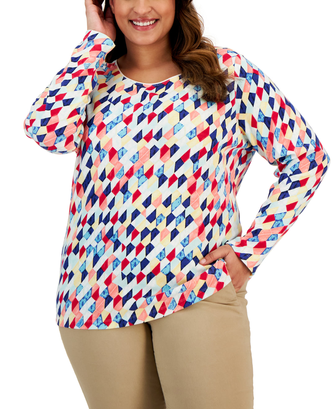 Plus Size Kaleidoscope Geo Print Top
