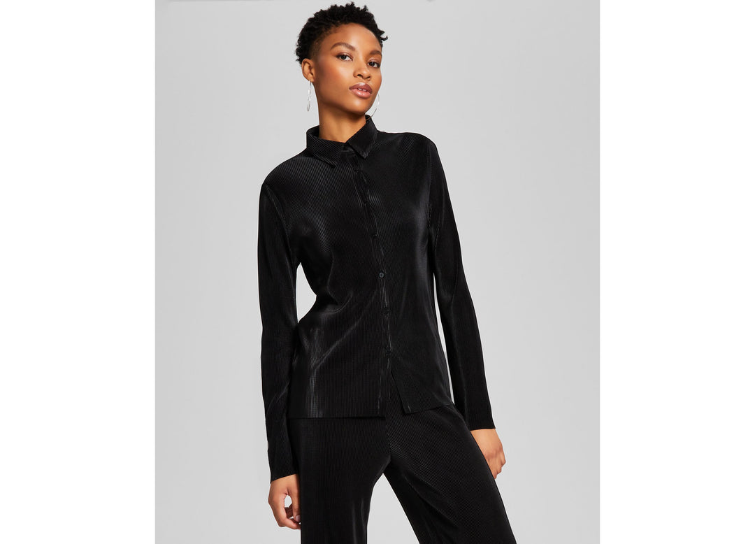 Women's Long-Sleeve Collared Pliss? Shirt
