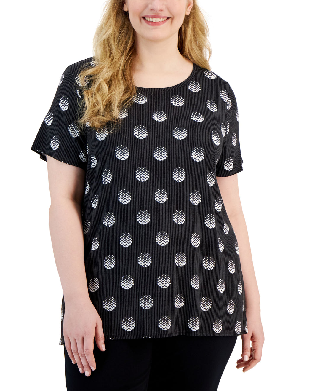 Alfani Plus Size Pixel Dot Print Short Sleeve T-Shirt