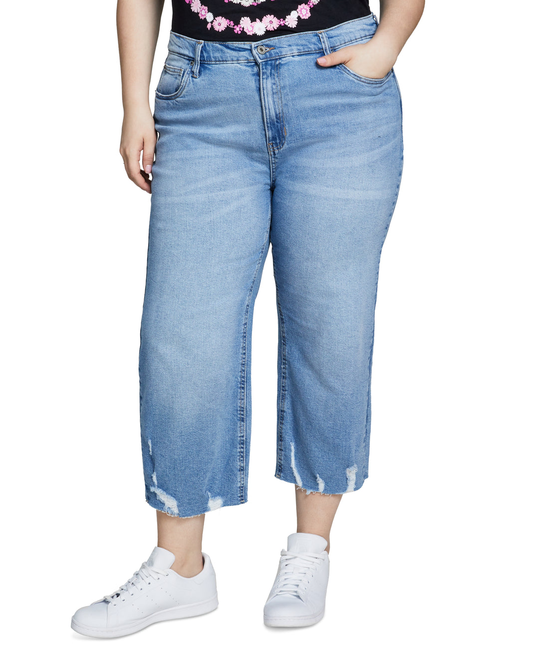 Trendy Plus Size Cropped Wide-Leg Jeans
