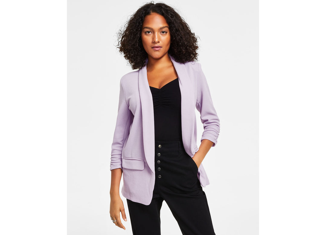 Bar III Petite Lightweight Knit 3/4 Sleeve Boyfriend Blazer