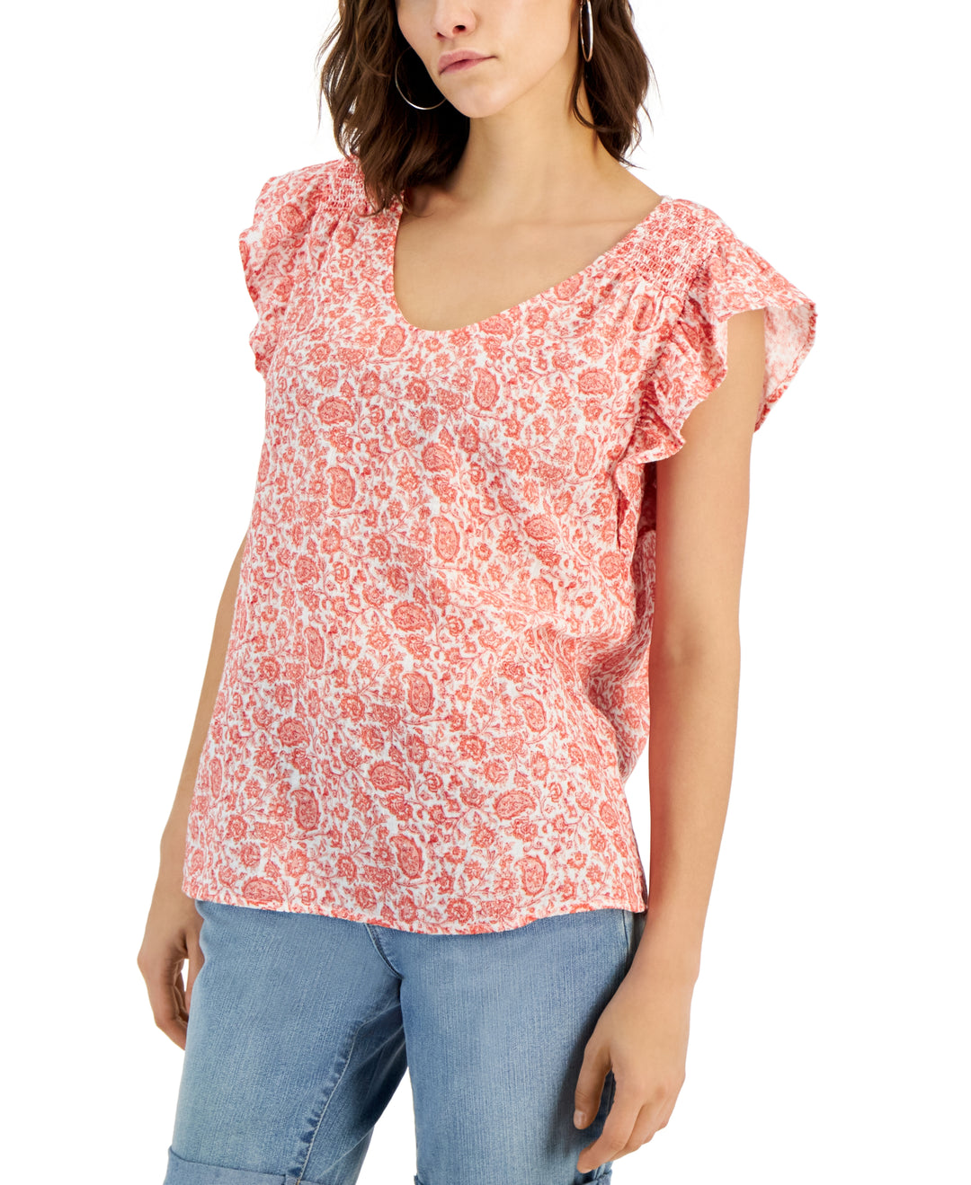 Women's Gauze Flutter-Sleeve Top