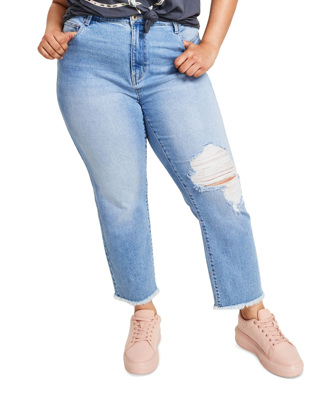 Trendy Plus Size High-Rise Straight-Leg Ankle Jeans