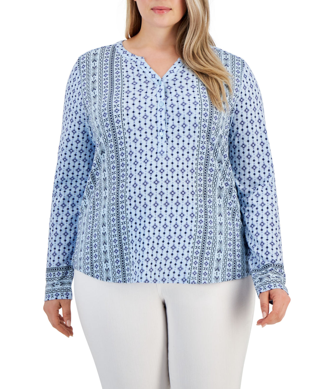 Plus Size Printed Knit Top
