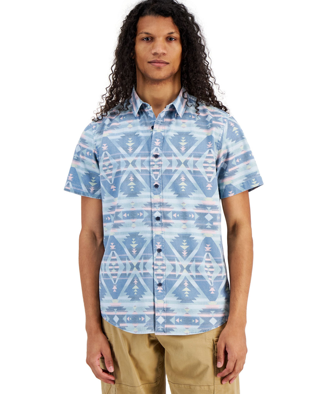 Men's Kline Regular-Fit Geo-Print Button-Down Shirt
