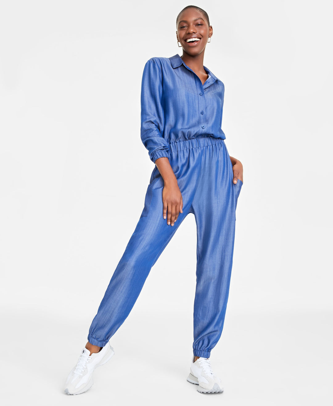 Women's Draped Chambray Jumpsuit