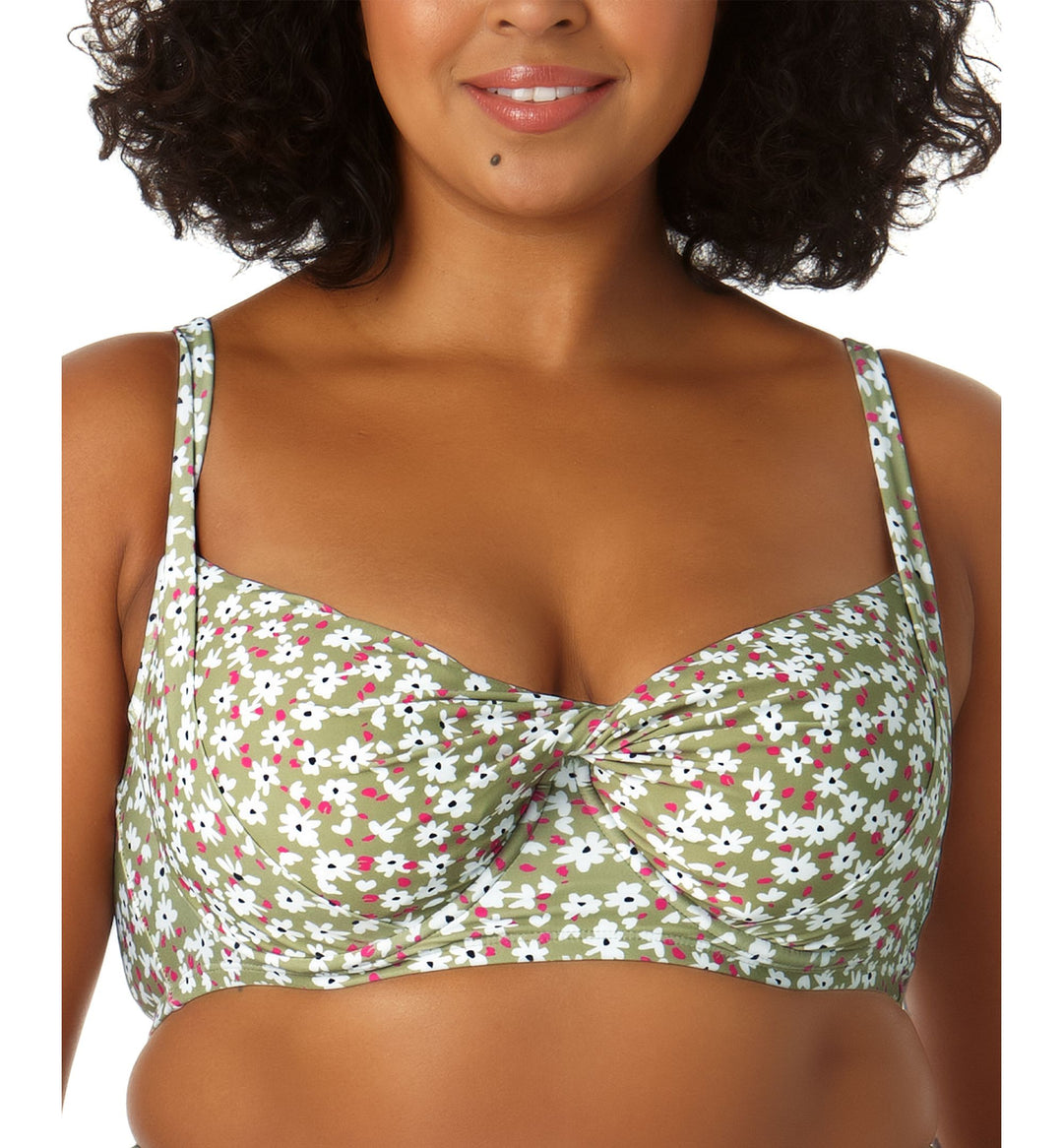 Plus Size Retro Twist Printed Bikini Top