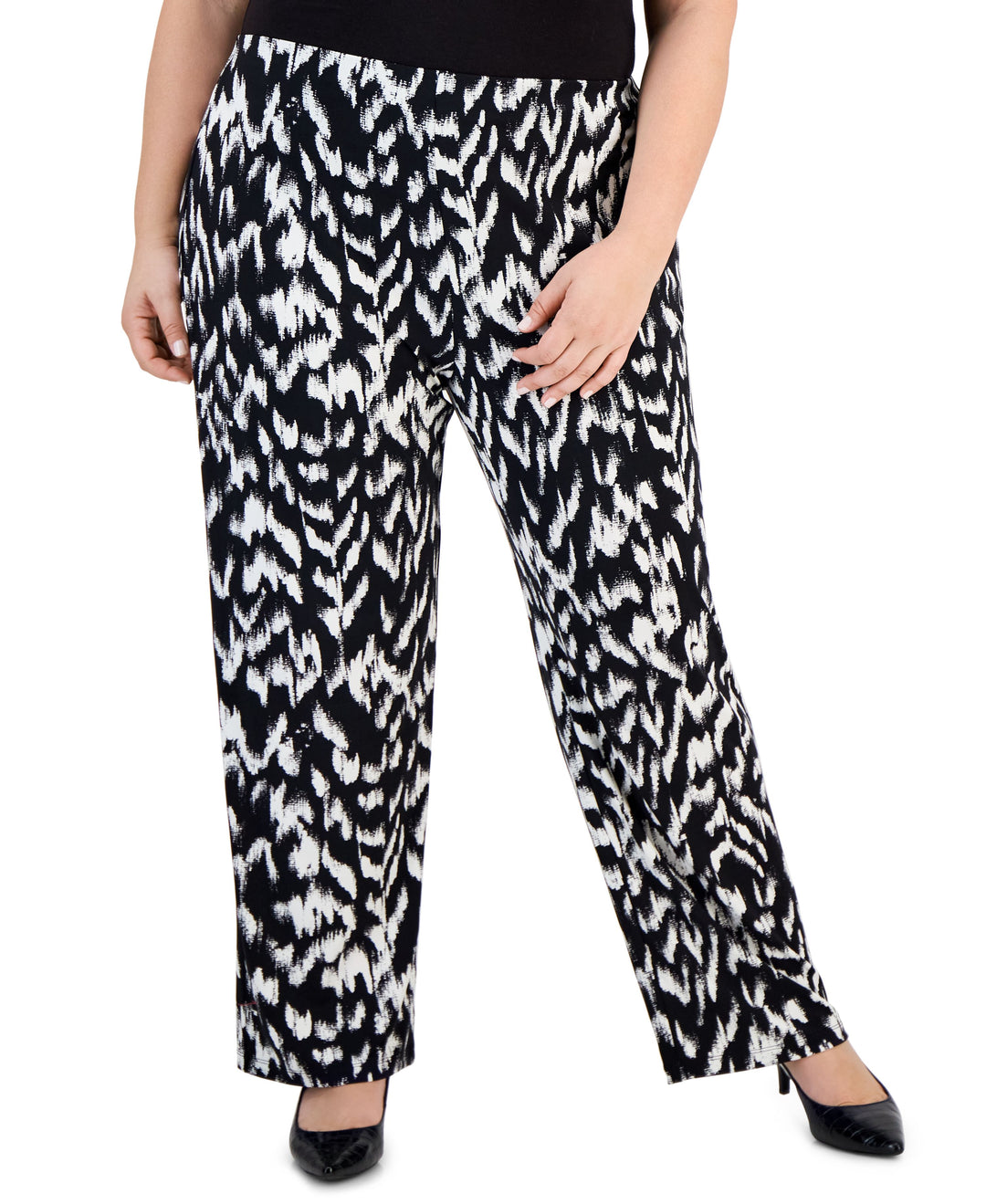 Plus Size Wide-Leg Pull-On Pants