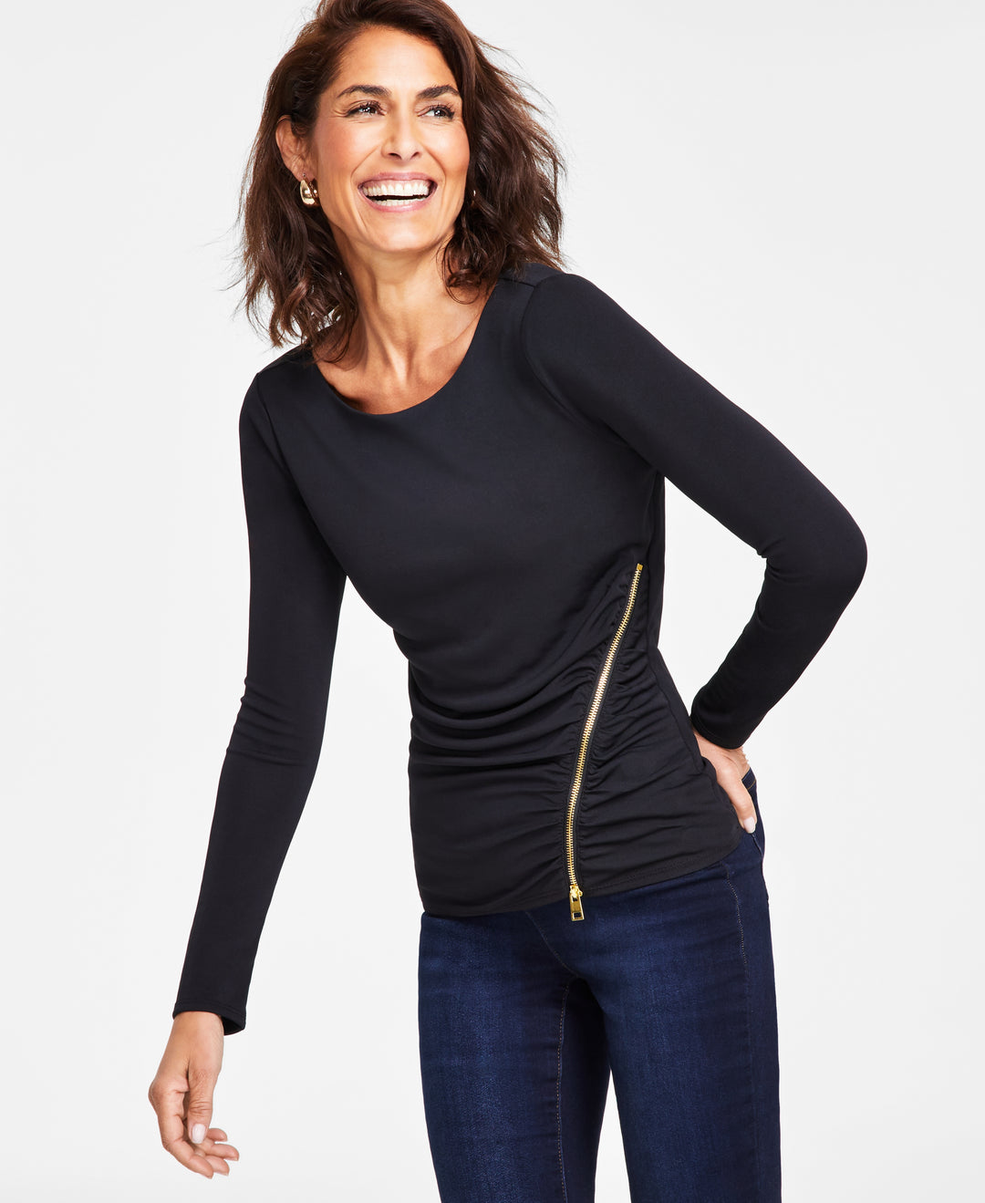 Women's Long-Sleeve Side-Zipper Top