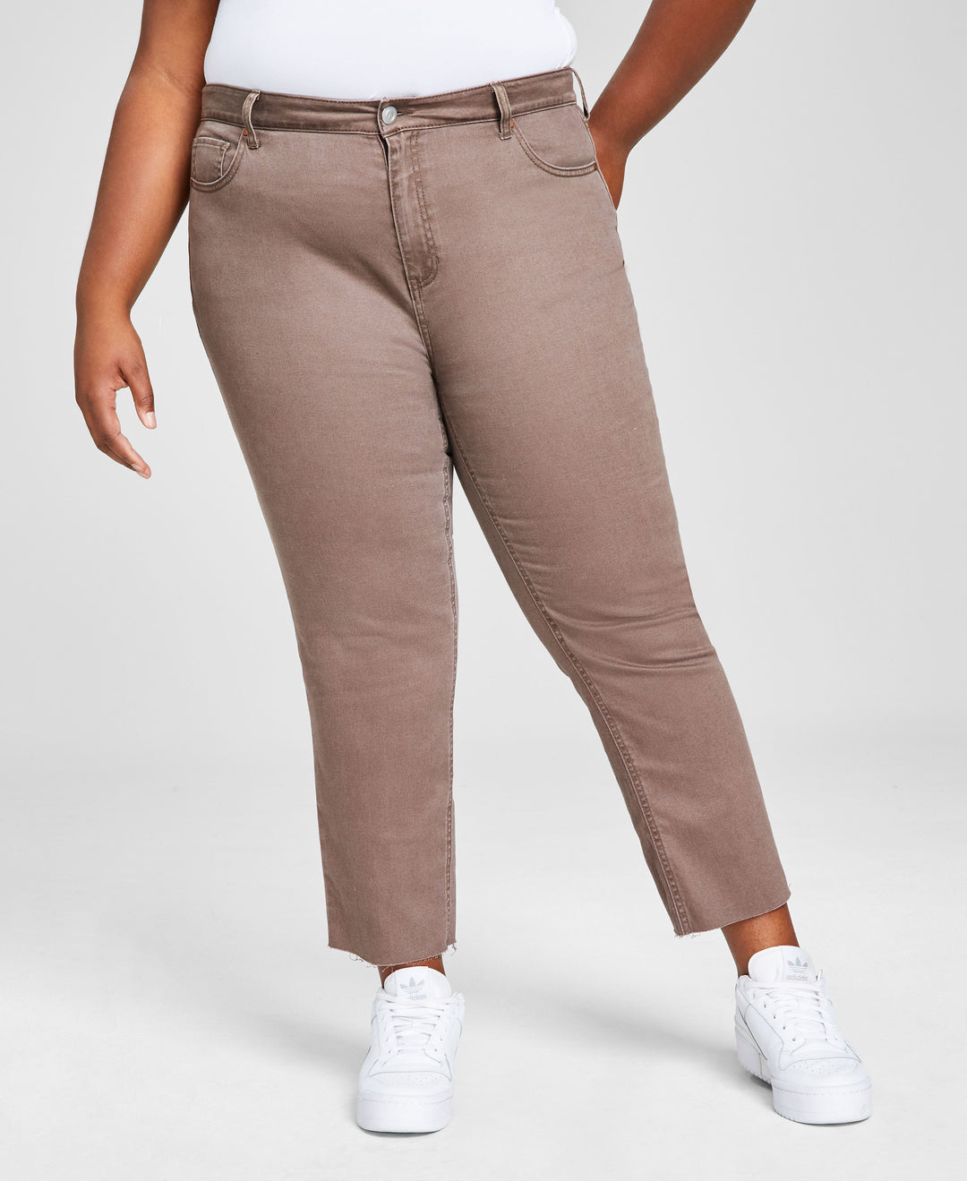 Trendy Plus Size Raw-Hem High-Rise Jeans