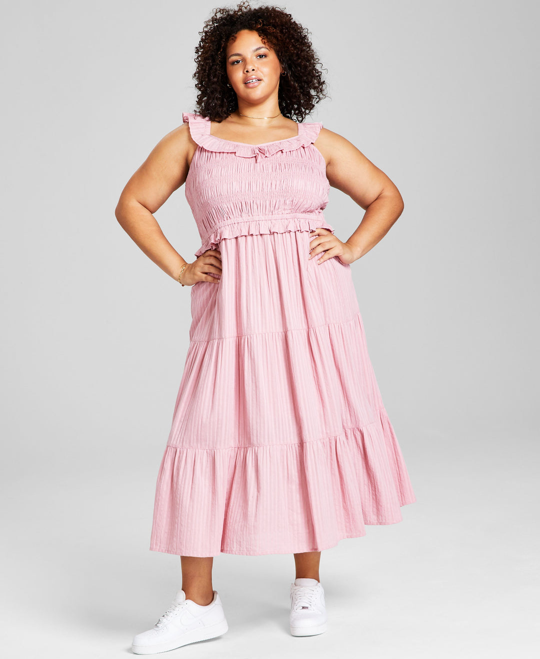 Trendy Plus Size Ruffled Smocked-Top Dress