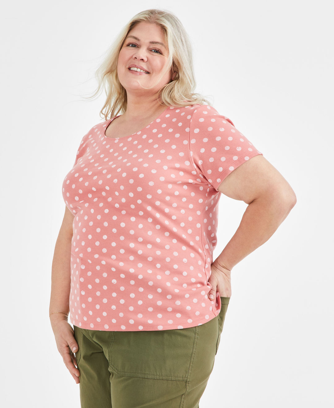 Plus Size Short-Sleeve Scoop Neck Printed Top