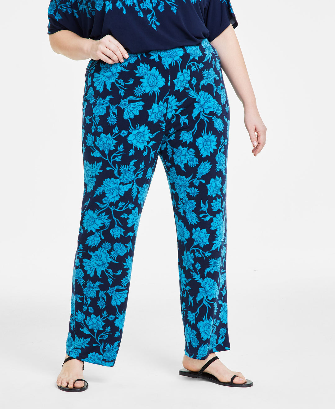 Plus Size Elena Printed Wide-Leg Pants