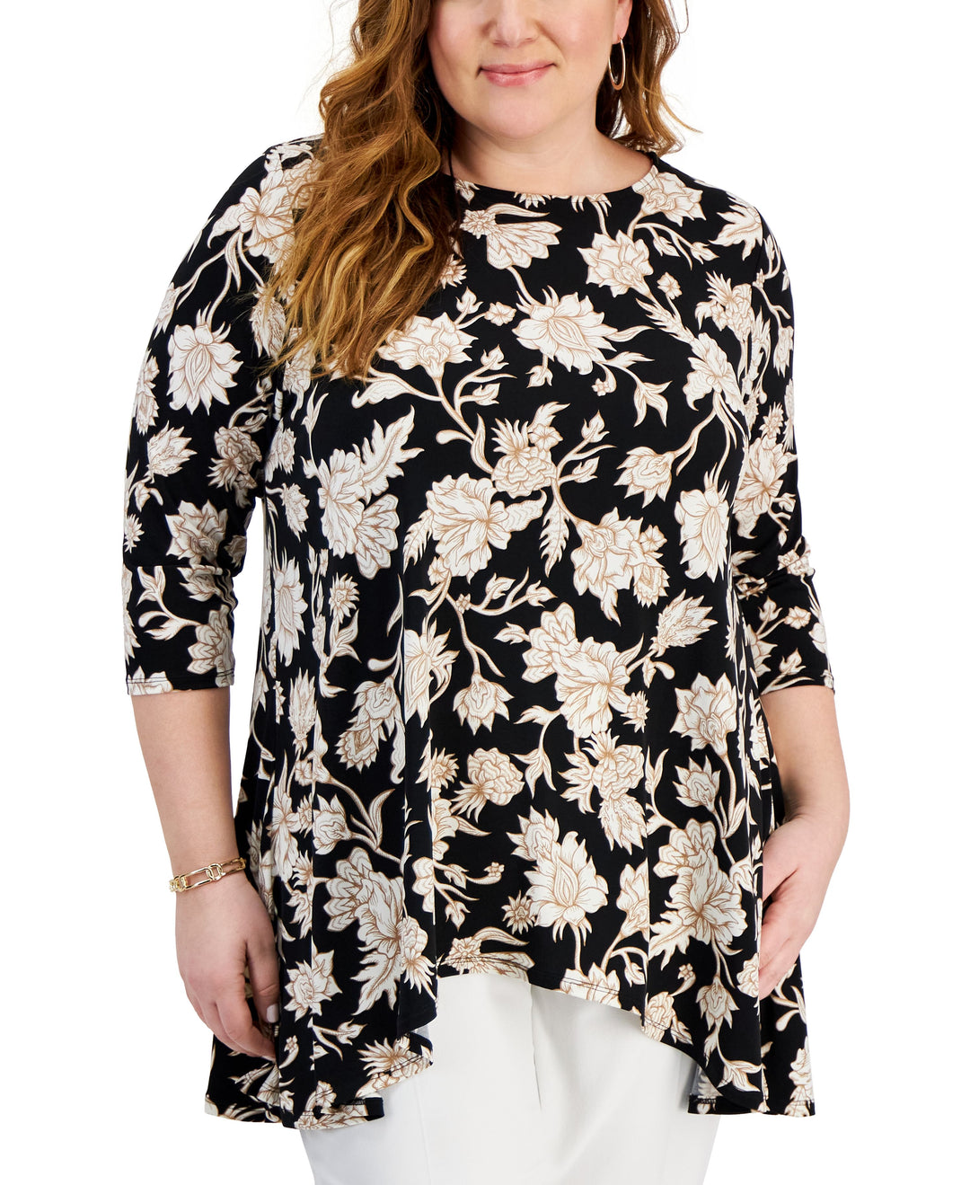 Plus Size Elena 3/4-Sleeve Swing Top