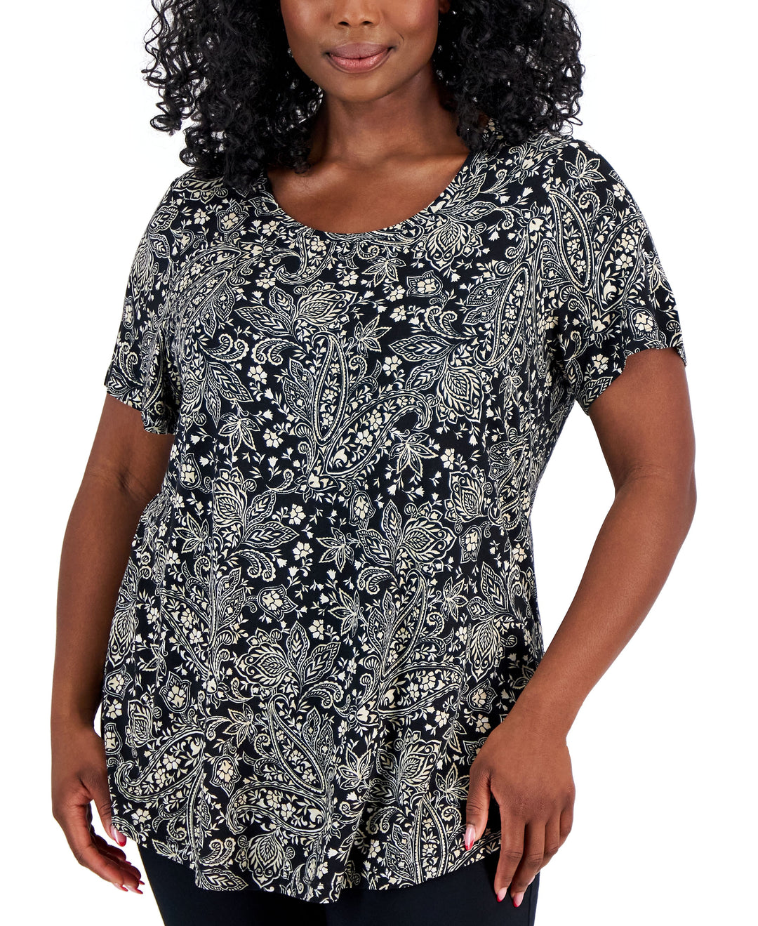Plus Size Paige Paisley Short-Sleeve Top