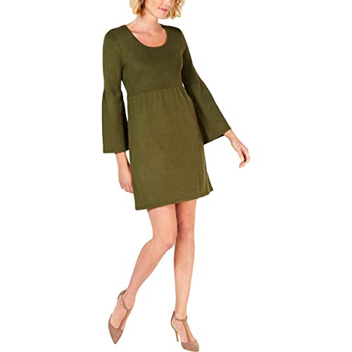 NY Collection Womens Petites Bell Sleeves Scoop Neck Casual Dress NY Collection Womens Petites Bell Sleeves Scoop Neck Casual Dress
